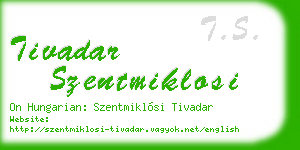 tivadar szentmiklosi business card